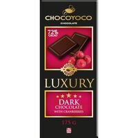 Chocoyoco luxury hořká čokoláda 72% s brusinkami 175g